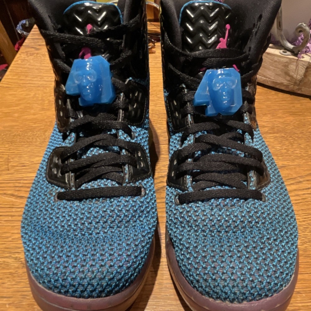 Jordan Air Jordan Mid Top Basketball Sneakers Blue Black Pink Lace Up